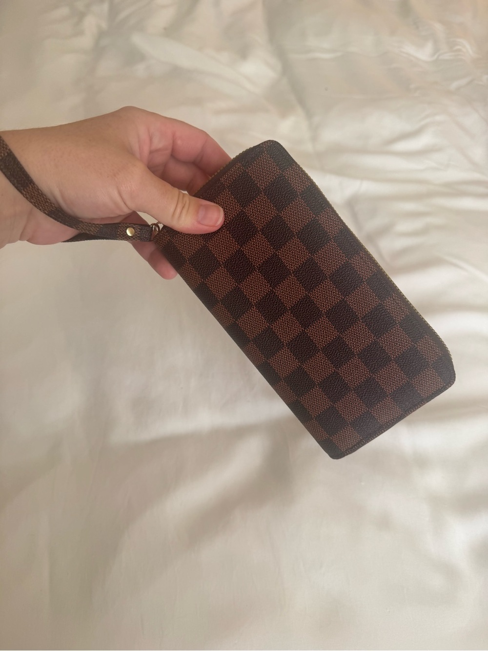 Brown Checkered Wristlet Wallet - Women Accessories